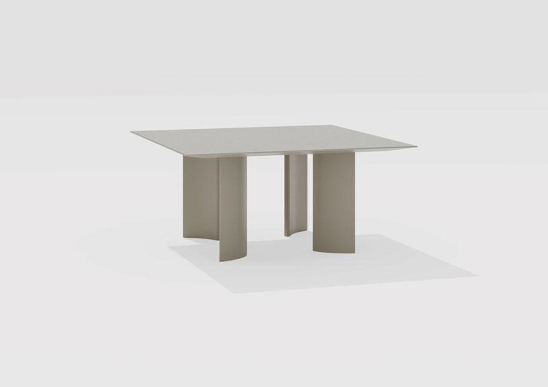 Naca | Square table with top in speckled aluminium 150 x 150 x h 72 cm Naca | Square table with top in speckled aluminium 150 x 150 x h 72 cm