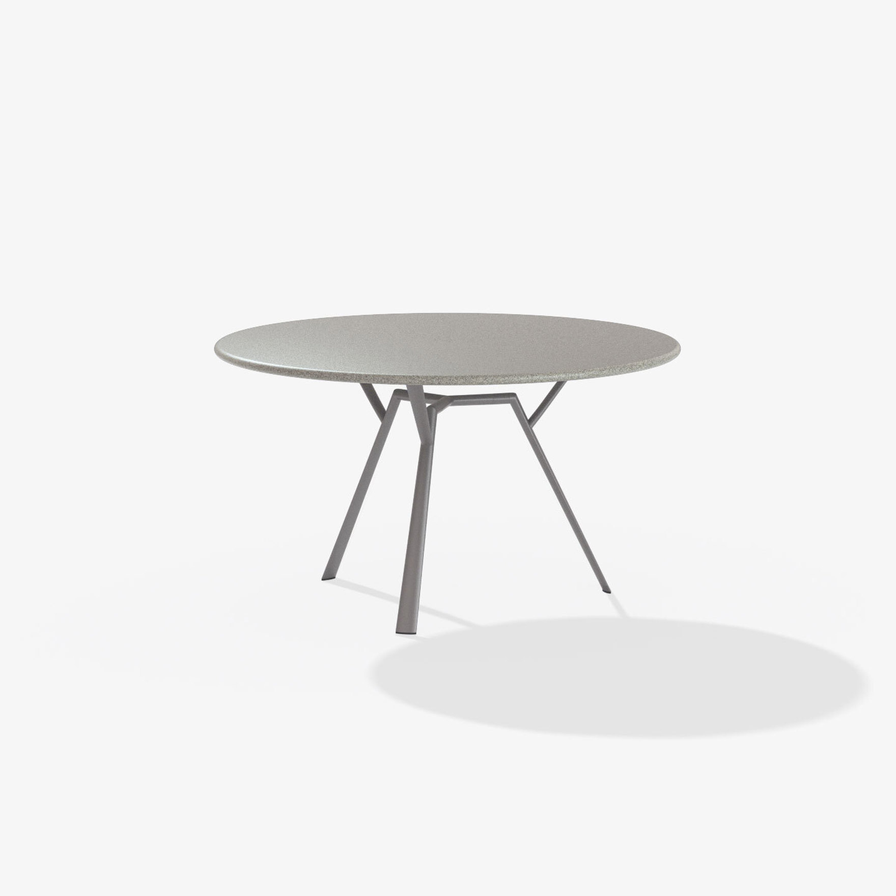 Radice Quadra | Round table with top in speckled aluminium Radice Quadra | Round table with top in speckled aluminium