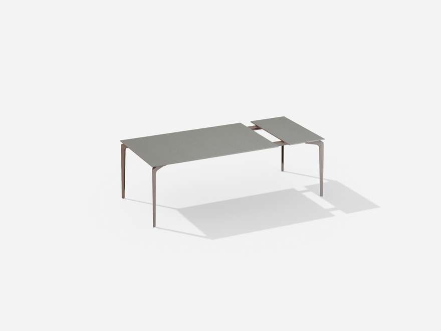 AllSize | Extendible rectangular table with top in speckled aluminium and extension 160-210 / 220-270 x 100 x h 76 cm