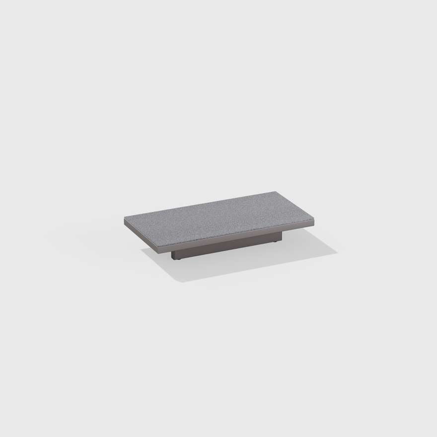 Solaris | Low rectangular table with top in speckled aluminium