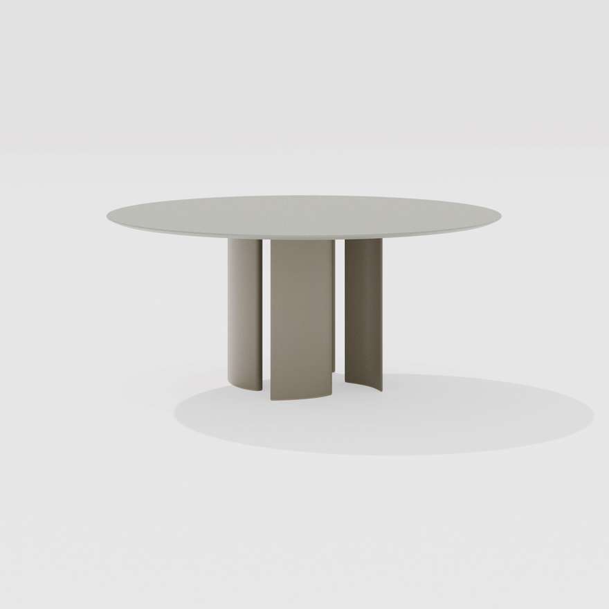 Naca | Round table with top in speckled aluminium Naca | Round table with top in speckled aluminium
